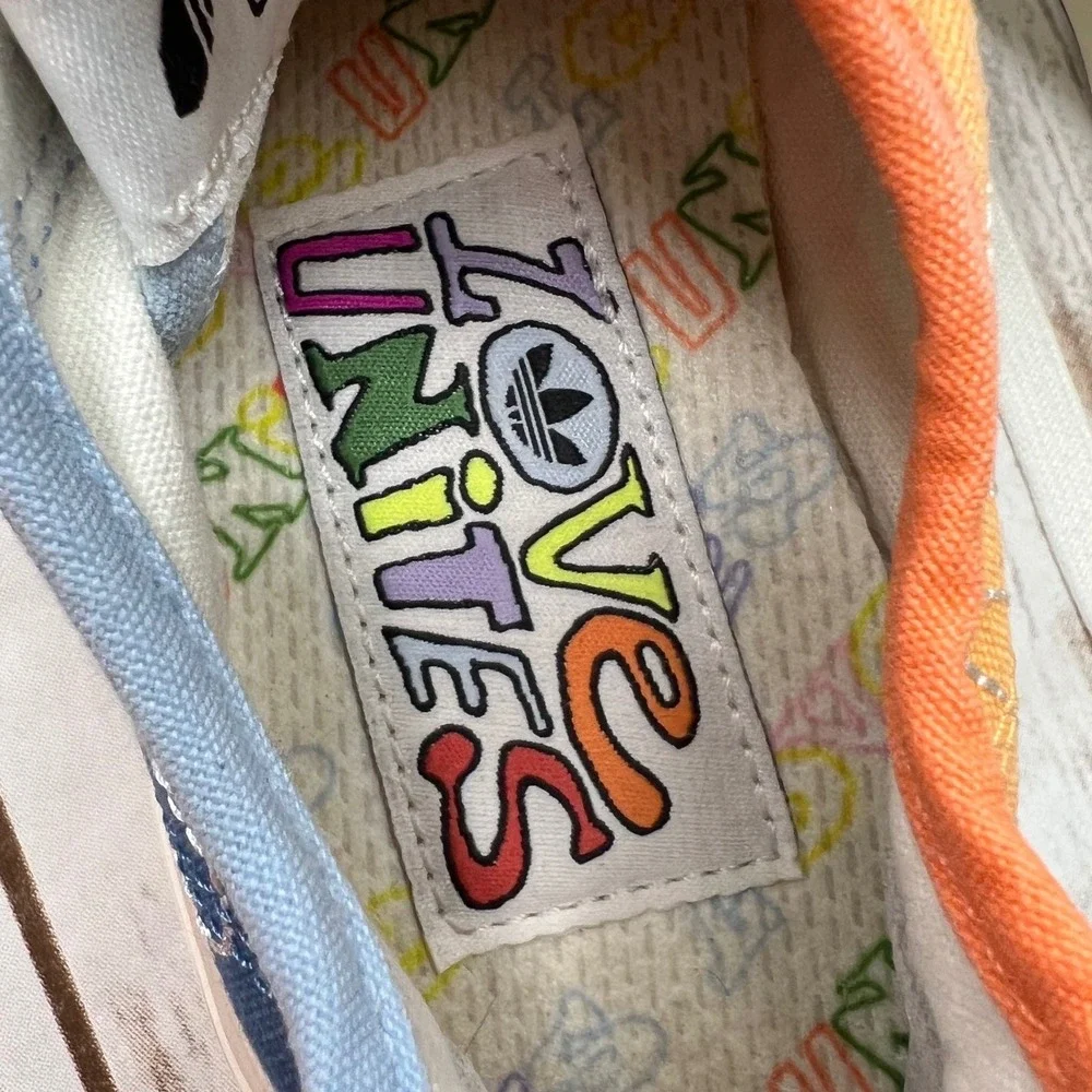 Adidas Nizza Pride Love Unites Multicolor Patchwork Low Top Sneakers Size 6.5